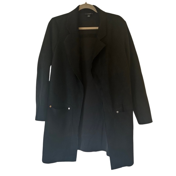 Alfani Jacket Black Classic Suede Open Pockets Winter Overcoat Women’s Small - Picture 1 of 11
